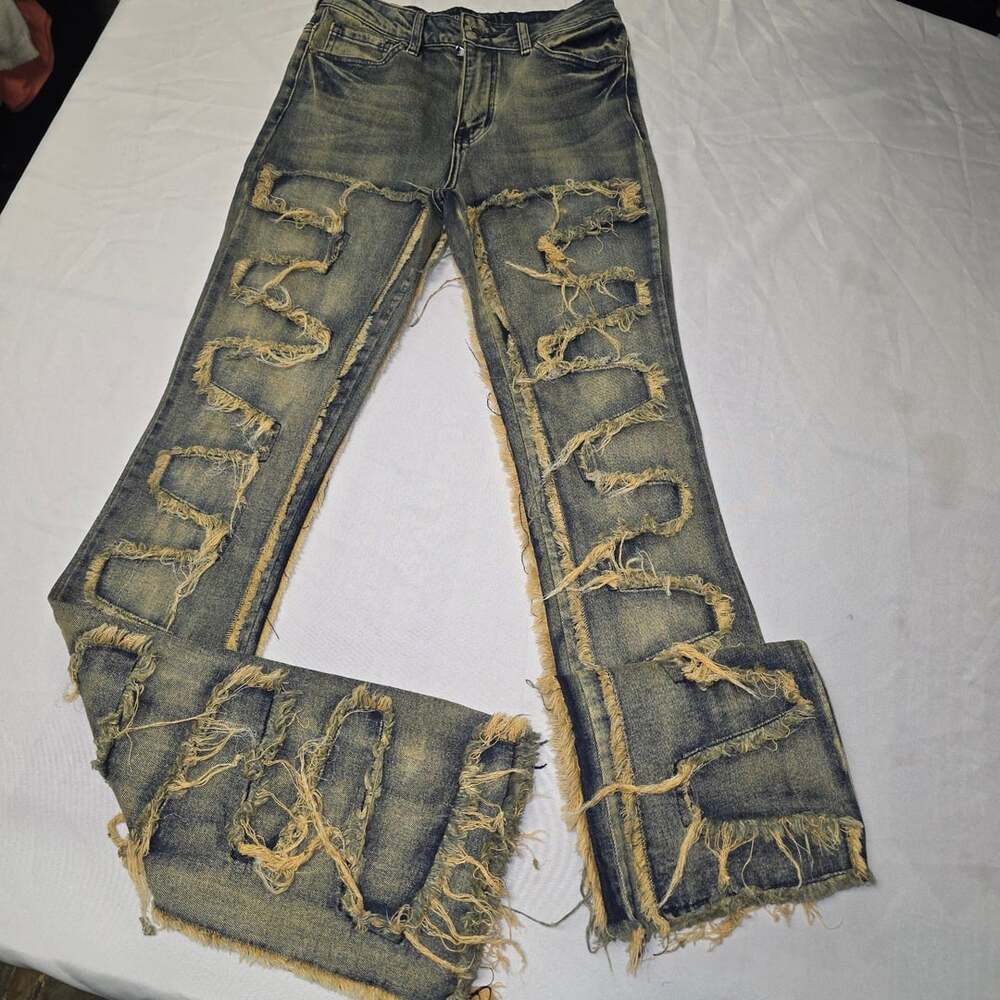 Rockstar Original Zariyah Stacked Flare Jeans Distressed Size S